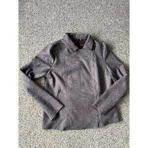 Doe & Rae Women's Gray Leopard Print Zip Up Casual Cold Weather Jacket Large